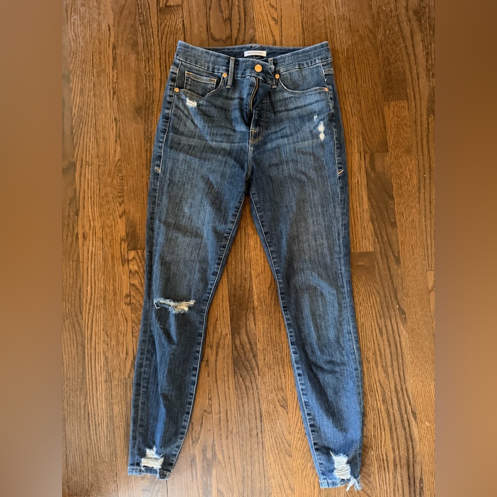 Good American Good Waist Dark Blue Skinny Jeans size 8/29 - Picture 2 of 5
